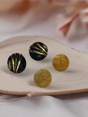 Napier 2 Pair Earrings Bundle Gold Tone Clip On Screw Back Earrings